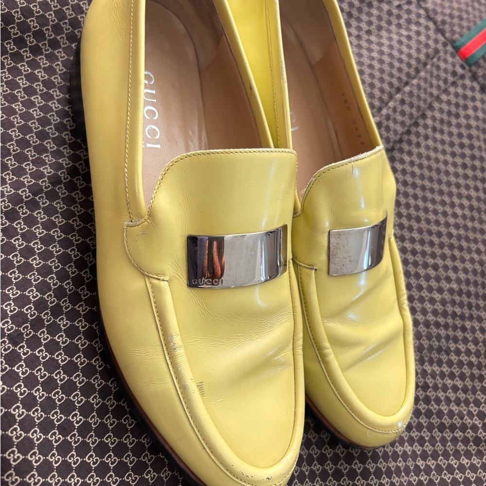 Gucci Pistachio green Leather Loafers with Silver Accent 7.5B - Picture 9 of 10